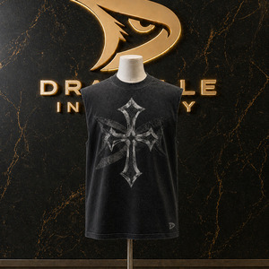 Custom OEM <b>Y2K</b> Streetwear Muscle Tee Rhinestone Embellished Vintage Washed 100% Cotton Jersey Sleeveless Unisex Oversized <b>Shirt</b> - Product Image 1