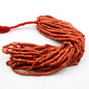 Natural Italian Red Coral Smooth Tube Shape <b>Beads</b>, Handmade loose Gemstone 18"Inch <b>Beads</b>, Factory <b>Direct</b> Small Size <b>Beads</b> - Product Image 2