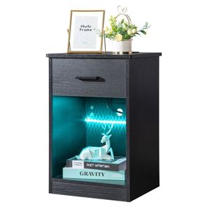 Comodino nero in triamina con LED e 1 cassetto 40x35x60cm in truciolato - Product Image 5