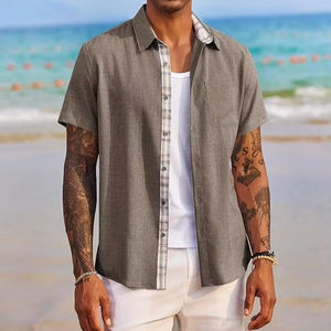 Chemise pour homme à manches courtes, imprimé tropical hawaïen, décontractée, boutonnée, en coton, à fleurs colorées, pour les vacances d'été à la plage - Product Image 1