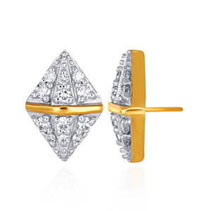Boucles d'oreilles clous géométriques en or 18 carats avec diamants en forme de cerf-volant, diamants ronds de laboratoire, bijoux de luxe, cadeau - Product Image 4