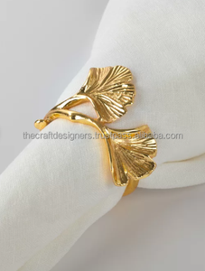 Feuille coulée de haute qualité fini or métal ronds de serviette vaisselle décoratif serviette ronds de serviette porte-mouchoirs bas prix - Product Image 2