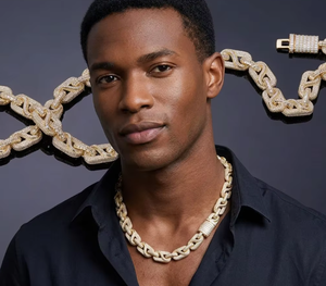 Collier chaîne cubaine en argent 925 plaqué or avec pendentif hip-hop en moissanite pour homme et femme, cadeau de fête - Product Image 1
