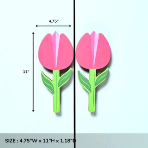 Nouvel Arrivage Poignées de tiroir et de commode pour enfants en bois d'acacia multicolores, design décoratif en forme de tulipe, vente en gros - Product Image 2