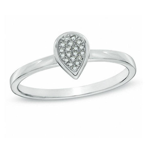 Anillo de Boda de Oro Blanco de 14K con Diamante Redondo de 0.20 TCW en Forma de Pera |   Anillo de Novia Elegante con Color GH y Claridad SI, Joyería Fina, Regalo para Mujer - Product Image 3