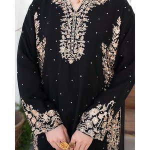Top-Bottom y Dupatta Set de diseñador para mujer con bordado y Moti Work remachado - Product Image 3