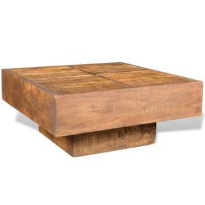 Mesa de Centro Pequeña y Resistente de Madera de Mango Marrón Sólido - Product Image 3