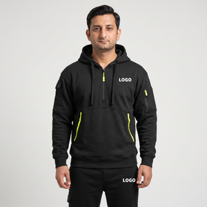 OEM Customizable Athletic Wear for Men Cotton Fleece <b>Techwear</b> Half Zip Tactical Jogger Set XS Solid Windproof Blank Sweatsuit - Product Image 1