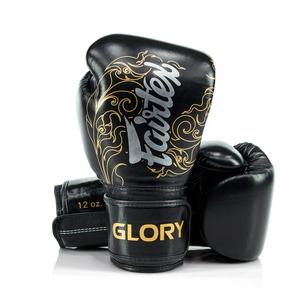 ถุงมือชกมวย Fairtex สีดำ คุณภาพพรีเมียม ขายดีอันดับต้นๆ ผลิตจากหนังแท้ ออกแบบพิเศษ จับกระชับมือ รุ่น Glory - Product Image 2