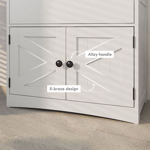 Armadietto per bagno in stile fattoria 23.5 armadio per biancheria bianca \ "X 13 \" X 48.5 \ "con cassetto e ripiani - Product Image 5