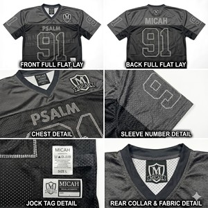 Maillot de football en mesh Psalme 91, col en V, manches courtes, respirant, unisexe adulte, coupe classique, numéros d'équipe imprimés - Product Image 3