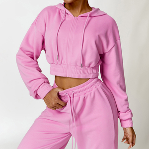 HAMIO SPORTS Sweat à capuche court décontracté 100 % coton doublé écologique pour femme avec logo de marque sur le devant, disponible en différentes couleurs - Product Image 5