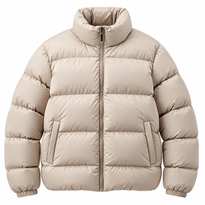 Chaqueta de plumón para hombre, ligera, acolchada, cálida, informal, para exteriores, con cuello alto y cremallera. - Product Image 5