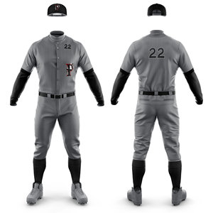 Uniforme de baseball personnalisé pour hommes, ensemble de pantalons en jersey gris et noir à rayures fines, respirant, en polyester, pour équipe adulte, numéroté 22 - Product Image 1