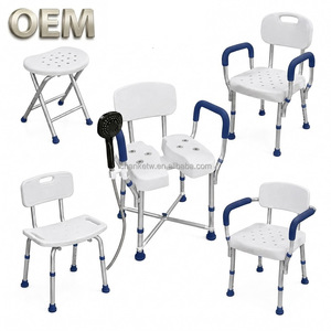 OEM Taiwan Customized Navy Blue Aluminum Shower Chair with Backrest Non-Slip Daily Living Aids Product Development Manufacturer - Product Image 1
