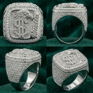 Hip Hop Moissanite <b>Ring</b> VVS1 <b>Iced</b> 925 Sterling Silver Band Bezel Setting Rhodium Plated Unisex Jewelry RCK Global - Product Image 2
