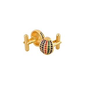 Mancuernillas Redondas de Lujo con Cuentas Multicolores Chapadas en Oro para Hombre, Accesorios para Camisa Formal, Regalo de Boda o Negocios, Mancuernillas de Diseño - Product Image 2