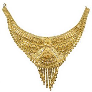 Collar de Oro Sólido de 22K para Mujer, Gargantilla Tradicional India con Filigrana, Joyería Nupcial Hecha a Mano, Conjunto de Oro de 15g - Product Image 1