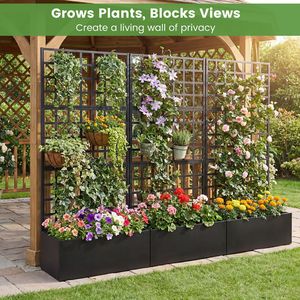 Jardinière surélevée en métal avec treillis et trous de drainage pour plantes grimpantes - Product Image 5
