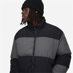 Men's Color Blocking Puffer Jacket Stand Collar Zipper Front Windproof Casual Winter Coat <b>Thick</b> <b>Quilted</b> Regular Fit - Product Image 5