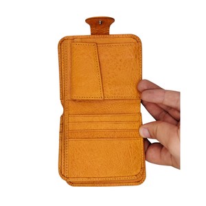 Genuine Leather Women's Premium Trifold Short <b>Card</b> <b>Holder</b> Silk Lining Snap Closure Customizable OEM Wholesale Luxurious Soft - Product Image 4