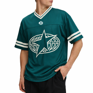 เสื้อเจอร์ซีย์อเมริกันฟุตบอลแขนสั้นผู้ชายแบบสั่งทำพิเศษ ผ้าตาข่าย คอวีคลาสสิก ขายส่ง เสื้อยืด OEM แบรนด์ส่วนตัว สั่งซื้อจำนวนมาก สหรัฐอเมริกา - Product Image 6