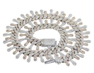 <b>Iced</b> <b>Out</b> Prong Link <b>Chain</b> Necklace Two Tone Hip Hop <b>Chain</b> Diamond Statement Necklace Luxury Rapper Jewelry Cuban Style <b>Chain</b> - Product Image 4
