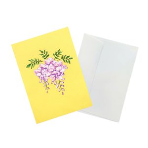 Carte pop-up 3D sur le thème des fleurs de glycine, carte de vœux florale 3D avec enveloppe, carte de vœux élégante faite à la main, spéciale pour les cadeaux - Product Image 4