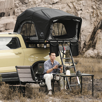 Ultraleichtes Softshell-Dachzelt mit Ausklappbarem Großem Vordach und Matratze für 2 Personen, Wasserdichtes Aluminium-Campingzelt für SUV, LKW und Van