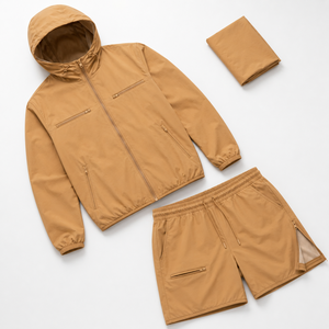 Ensemble de survêtement coupe-vent pour homme OEM, veste et short en nylon Ripstop, ensemble de vêtements de sport pliable pour voyage, fournisseur en gros - Product Image 4