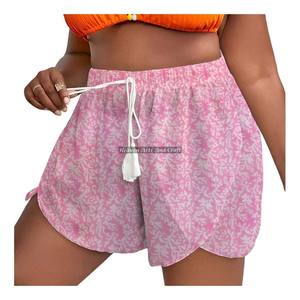 Shorts en coton à imprimé floral fait main avec cordon de serrage à la taille pour femme – Tenue d'été décontractée - Product Image 5