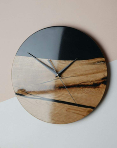 Horloge murale personnalisée en bois et en résine Horloge murale décorative personnalisée faite à la main style moderne minimaliste Meilleurs prix - Product Image 4