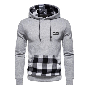 JAOEX Sweat-shirt à capuche pour homme, gris à carreaux, avec poche, coupe ajustée, décontracté, pour l'automne - Product Image 1