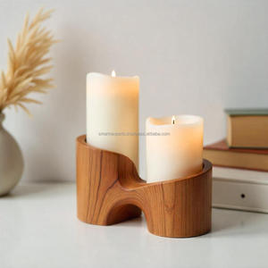 เชิงเทียนไม้อะคาเซียทำด้วยมือของตกแต่งแบบชนบทเป็นมิตรต่อสิ่งแวดล้อมสำหรับบ้านห้องนั่งเล่นงานแต่งงาน - Product Image 2