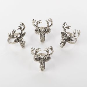 Antique Metal Reindeer Napkin Rings Decorative Christmas <b>Table</b> Accessories For Holiday Dinner <b>Party</b> Settings - Product Image 1