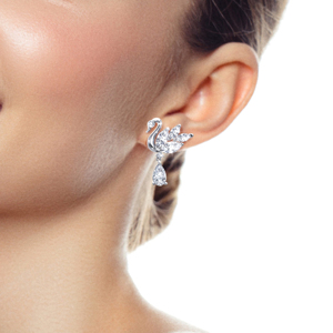 Swan Shape Diamond Drop <b>Earrings</b> 925 <b>Silver</b> Luxury Women <b>Wedding</b> Jewelry Pear Cut Animal Pattern - Product Image 3