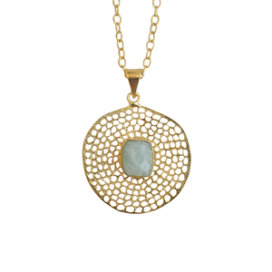 Collar con Colgante de Amazonita Chapado en Oro, Diseño Contemporáneo con Disco, Joyería Minimalista Semipreciosa al por Mayor - Product Image 1