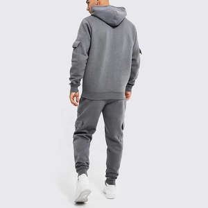 Survêtement à capuche pour homme, style moderne, multi-poches, couleur unie, 100% coton molletonné, séchage rapide, respirant, vêtements de sport pour tous les jours - Product Image 4