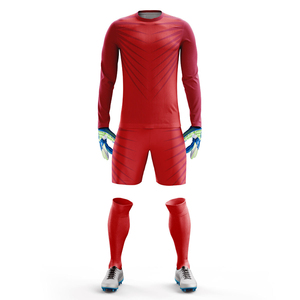 Ensemble de gardien de but pour homme, maillot à manches longues et short, rouge, en polyester respirant, coupe athlétique, toutes saisons - Product Image 1