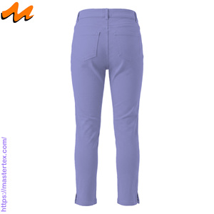 Pantalon décontracté pour femme, coupe régulière, cinq poches, ourlet fendu, tissu respirant, été-printemps, coton élasthanne 6,64 oz - Product Image 3