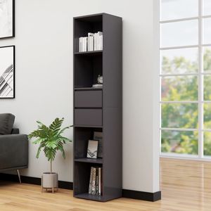 Armoire à livres en bois d'ingénierie gris brillant 14,2''x11,8''x67,3'' Bibliothèques et étagères - Product Image 1