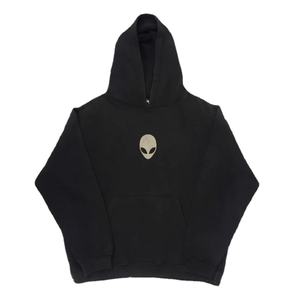 Pull à capuche à épaules tombantes pour hommes, 100% coton, sweat-shirt en molleton brodé, imprimé bouffant, décontracté, hiver, vente en gros - Product Image 3