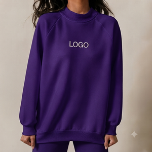 Women's Mock Neck Sweatshirt Embroidered Logo Long Sleeve Knitted Cotton Casual Streetwear Solid Top Autumn Winter Spring Wear - Product Image 1