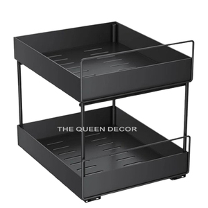 Stainless Steel 2-Tier <b>Wall</b> <b>Mounted</b> Spice Rack Storage <b>Shelf</b> Unique Black Finished Glass with Metal Shape - Product Image 2