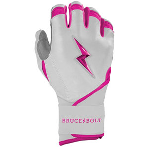 ถุงมือตีเบสบอล Bruce-Bolt สีขาวชมพู หนัง CABRETTA แท้ 100% แบบข้อมือยาว สำหรับผู้ใหญ่ ทั้งชายและหญิง ใช้สำหรับฝึกซ้อม - Product Image 4