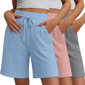 Shorts Bermuda Ligeros para Mujer, Marca Privada, Cintura Alta, Cordón Ajustable, Bolsillos, Estilo Casual Urbano - Product Image 3