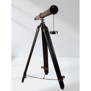 Télescope antique en laiton sur trépied en bois, style astronomique rétro, télescope nautique vintage décoratif pour la maison - Product Image 5