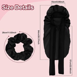 Satin Silk <b>Bonnet</b> for Women Adjustable Black Solid Color Hair Wrap for All Hairstyles Shower Use Four Seasons - Product Image 6