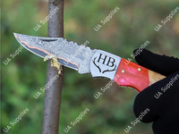 Couteau pliant utilitaire artisanal Sanmai en cuivre damas, haute qualité, survie, bricolage, manche en bois d'olivier et résine, personnalisable OEM/ODM 3
