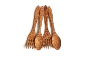 Juego de utensilios de cocina de madera para ensalada, cuchara y tenedor, ecológicos, manuales - Product Image 3